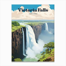 Victoria Falls Zimbabwe Tranquil Modern Travel Illustration Canvas Print