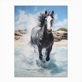 A Horse Oil Painting In Eagle Beach, Aruba, Portrait 1 Canvas Print