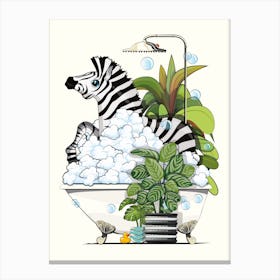 Zebra Bubble Bath Canvas Print