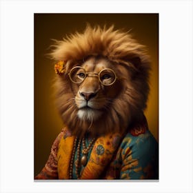 Lion Wearing Glasses Canvas Print