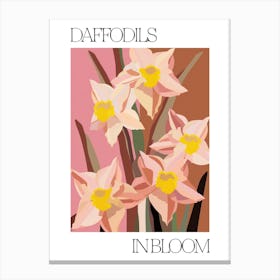 Daffodils In Bloom Flowers Bold Illustration 1 Canvas Print
