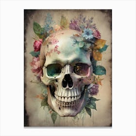 Floral Skull Vintage Painting (7) Canvas Print