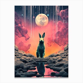 Rabbit In The Moonlight Canvas Print