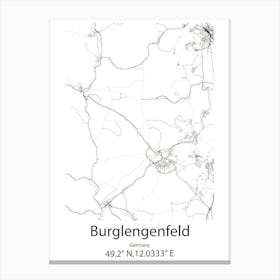 Burglengenfeld,Germany Minimalist Map Canvas Print