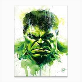 Hulk Portrait Watercolor 1 Canvas Print