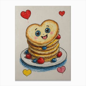 Heart Shaped Pancakes 3 Canvas Print