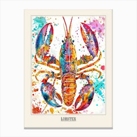 Lobster Colourful Watercolour 4 Poster Canvas Print