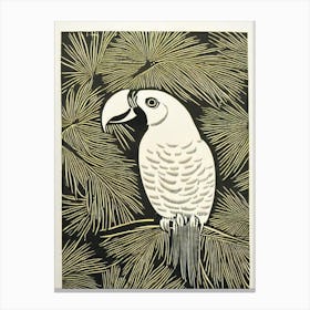 Parrot 3 Linocut Bird Canvas Print