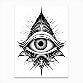 Enlightenment, Symbol, Third Eye Simple Black & White Illustration 2 Canvas Print