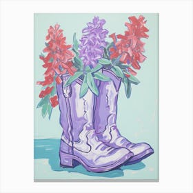 A Painting Of Cowboy Boots With Snapdragon Flowers, Fauvist Style, Still Life 2 Canvas Print