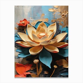 Lotus Flower Acrylic Painting Canvas Print