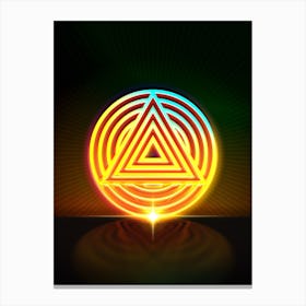 Neon Geometric Glyph in Watermelon Green and Red on Black n.0194 Canvas Print