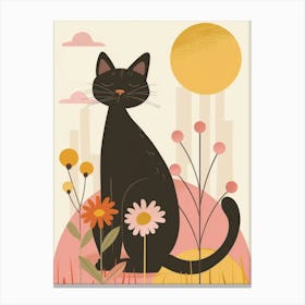 Black Cat In The Meadow Canvas Print