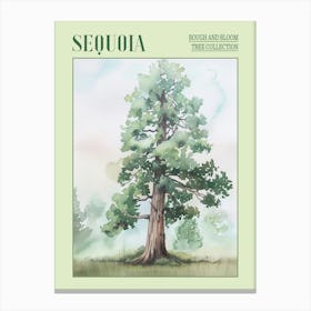 Sequoia Tree Atmospheric Watercolour Painting 8 Poster Canvas Print