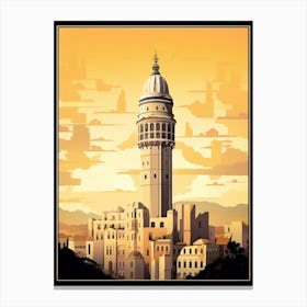 Galata Tower Modern Pixel Art 2 Canvas Print