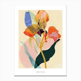 Colourful Flower Illustration Poster Impatiens 4 Canvas Print