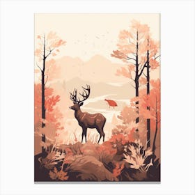 Autumn Landscape With Deer Canvas Print