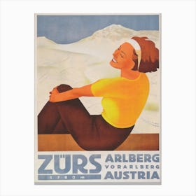 Zurs Austria Vintage Poster Art Canvas Print