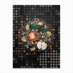 Vintage Apple Fruit Wreath on Dot Bokeh Pattern n.0749 Canvas Print