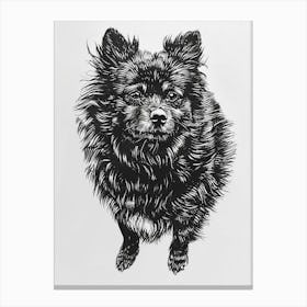 Cute Furry Dog Line Sketch Canvas Print