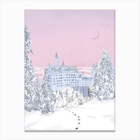 Pink Princess Castle Illustration Canvas Print