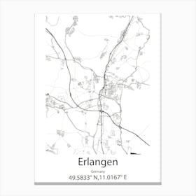 Erlangen,Germany Minimalist Map Canvas Print