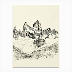 Cerro Fitz Roy Argentina Line Drawing 3 Canvas Print