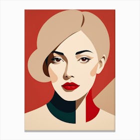 Portrait Of A Woman Abstract red and beige Art 1 Canvas Print