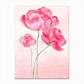 Pink Flowers Watercolor Painting Canvas Print