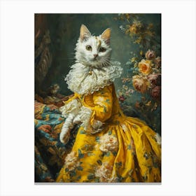 Cat In Medieval Gold Dress Rococo Inspired 3 Canvas Print