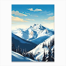 Whistler Blackcomb   British Columbia, Canada, Ski Resort Illustration 3 Simple Style Canvas Print