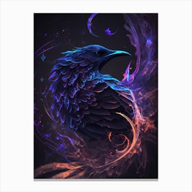 Magical Raven Neon Canvas Print
