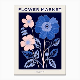 Blue Flower Market Poster Peony 4 Canvas Print