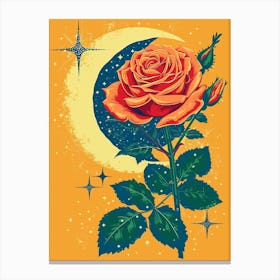 English Roses Painting Rose With The Moon 2 Canvas Print