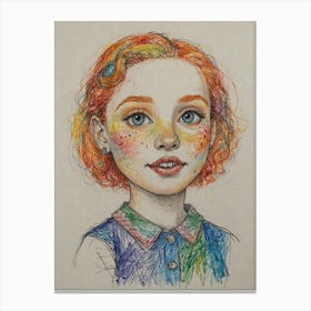 Little Girl With Rainbow Hair Canvas Print