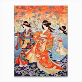 Awa Odori Dance Japanese Traditional Illustration 7 Canvas Print
