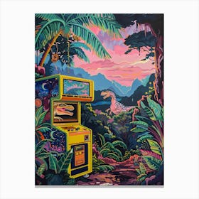 Dinosaur Retro Video Game Painting 2 Canvas Print