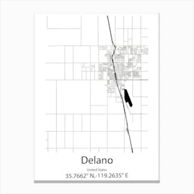 Delano,United States Minimalist Map 1 Canvas Print