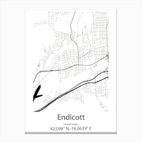 Endicott,United States Minimalist Map Canvas Print