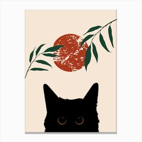 Cat With Leaves 1 Canvas Print