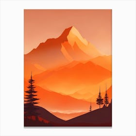 Misty Mountains Vertical Composition In Orange Tone 150 Canvas Print