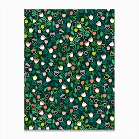 Tulip Garden Green Canvas Print