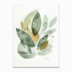 Sage and Gold Green Leaves Canvas Print Canvas Print