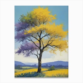 Painting Of A Tree, Yellow, Purple (20) Canvas Print