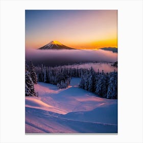 Niseko, Japan Sunrise Skiing Poster Canvas Print