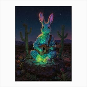 Rabbit With Guitar Canvas Print