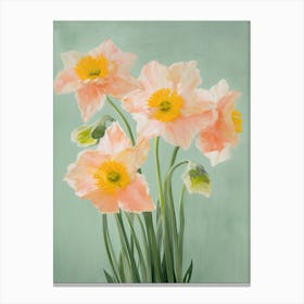 Bunch Of Daffodils Flowers Acrylic Painting In Pastel Colours 10 Canvas Print