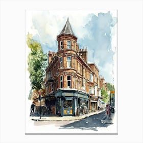 Merton London Borough   Street Watercolour 2 Canvas Print