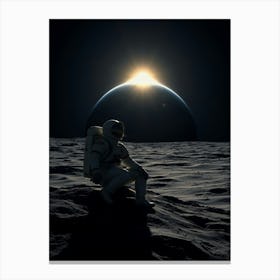 Astronaut On The Moon 2 Canvas Print