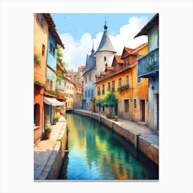 Canal In A Town 1 Canvas Print